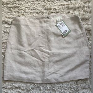 H&M Light Beige Linen-Blend Mini Skirt